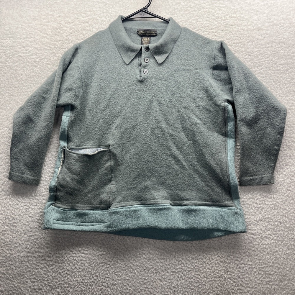 Banana Republic Sweater Womens Large Gray Extra Fine Merino Wool Custom Pocket